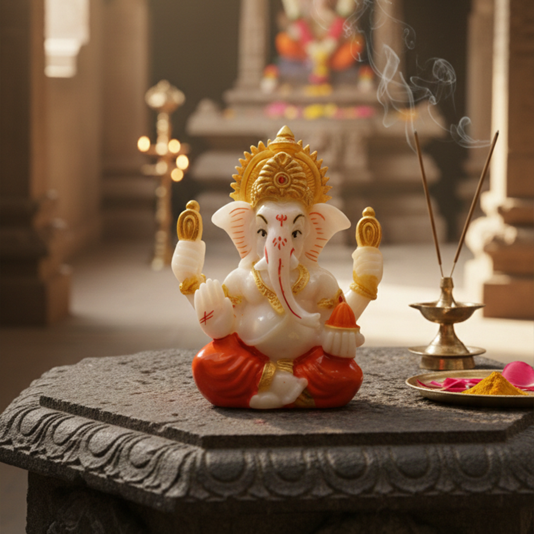 White Marble Ganpati Idol | Home & Decor