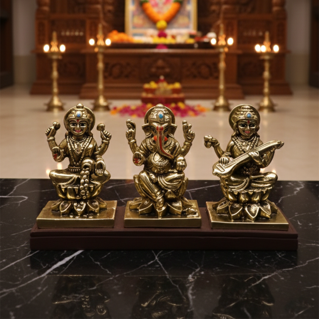 Saraswati Ganesh Lakshmi Idol Set