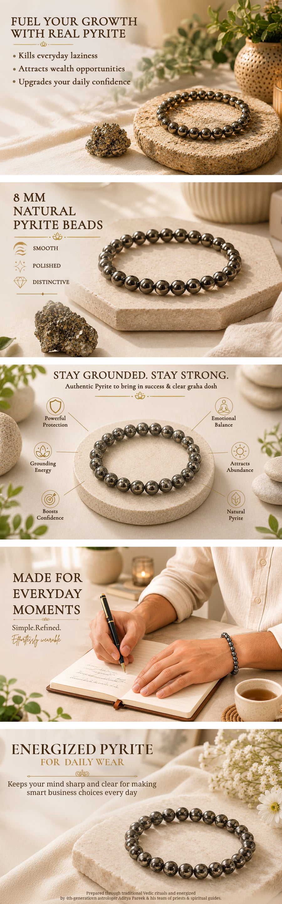 Raw Pyrite Bracelet (8 MM) — detail 1
