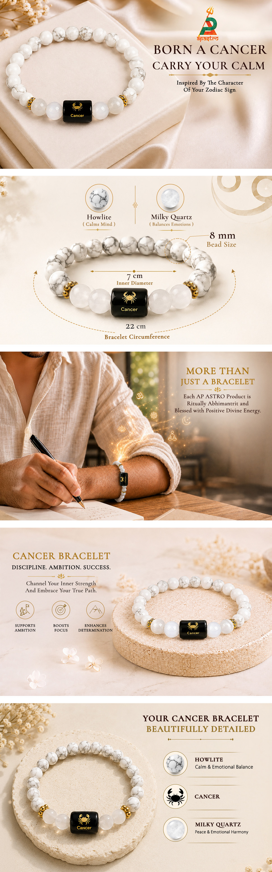 Cancer Zodiac Bracelet (Kark Rashi) — detail 1