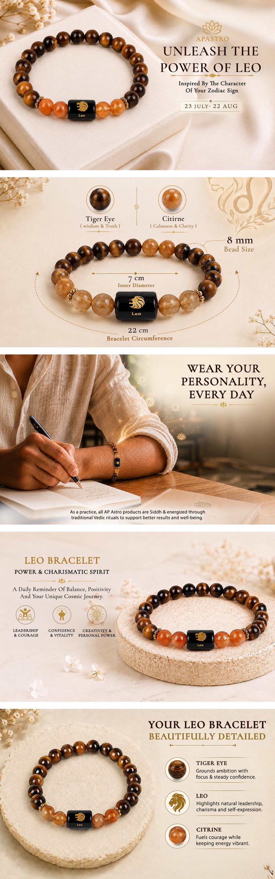 Leo Zodiac Bracelet (Singh Rashi) — detail 1