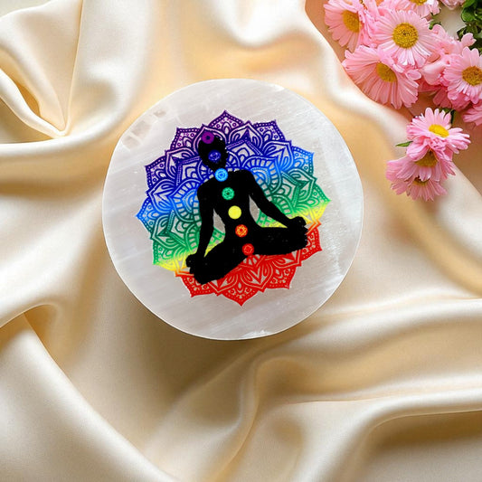 7 Chakra Mediation Selenite Plate