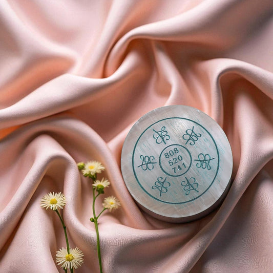 Selenite Plate With Zibu Symbols And Angelic Code