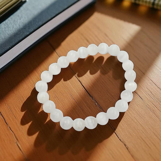 Natural Cat Eye White Selenite Bracelet