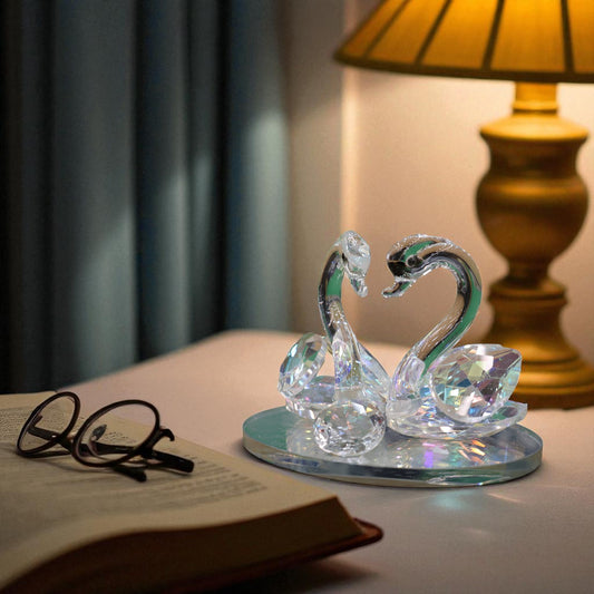 Crystal Glass Swan Pair