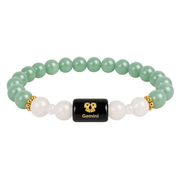 Gemini Zodiac Green Aventurine & Milky Quartz Bracelet