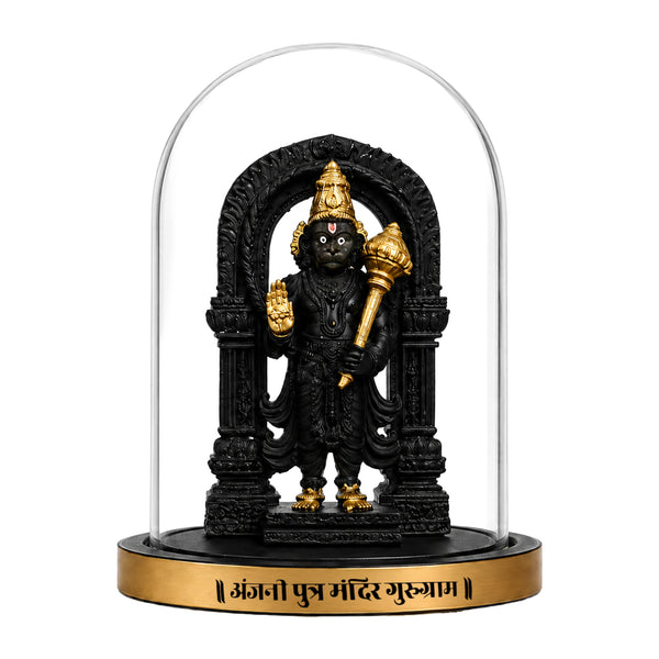 Golden Hanuman Idol with Glass Dome