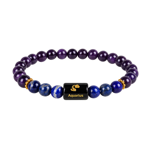 Aquarius Zodiac Amethyst & Hematite Bracelet