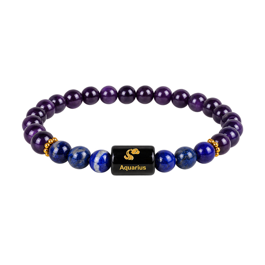 Aquarius Zodiac Amethyst & Hematite Bracelet