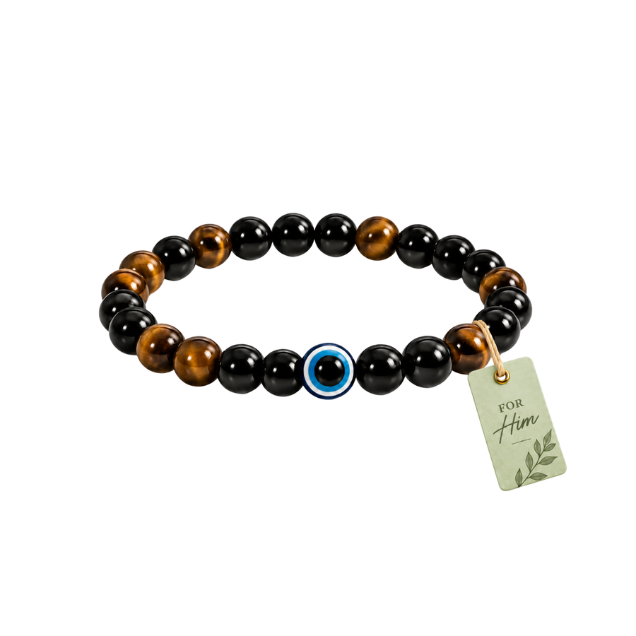 Evil Eye & Tiger Eye Bracelet – For Him