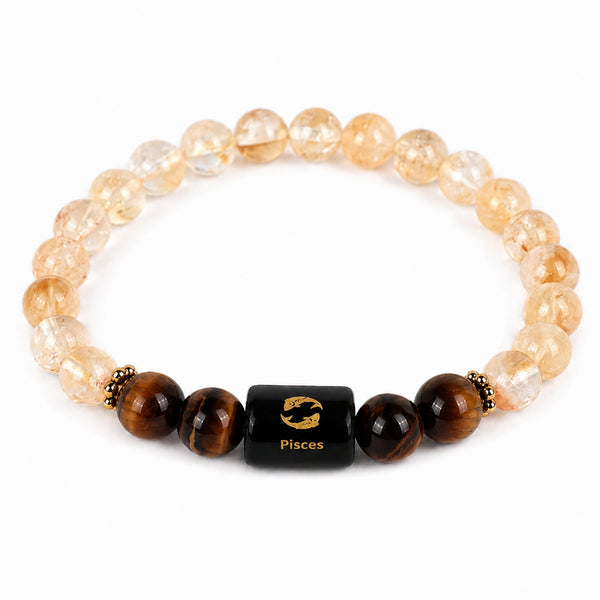 Pisces Zodiac Citrine & Tiger Eye Bracelet