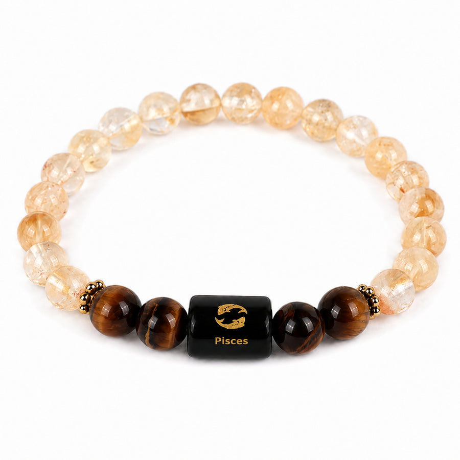 Pisces Zodiac Citrine & Tiger Eye Bracelet