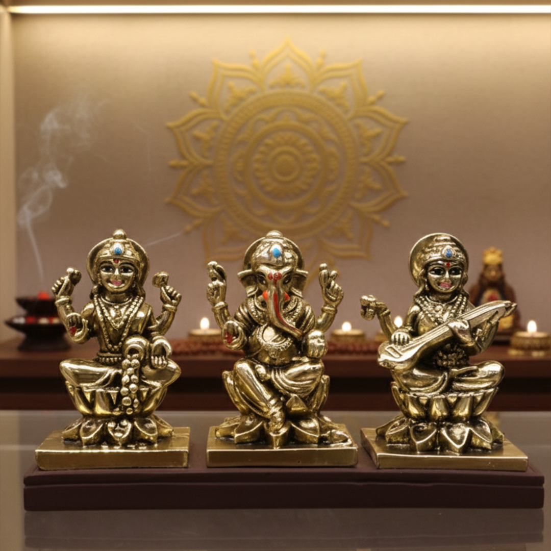 Saraswati Ganesh Lakshmi Idol Set