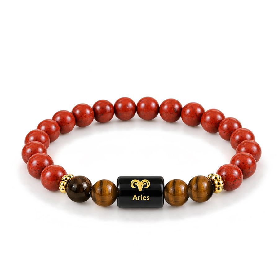 Aries Zodiac Red Jasper & Tiger Eye Bracelet