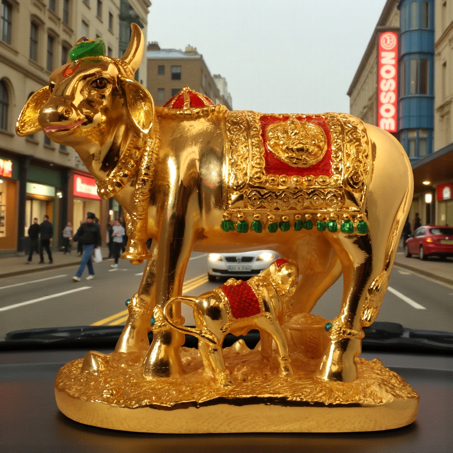 Kamdhenu Cow with Calf |  Gold Plated