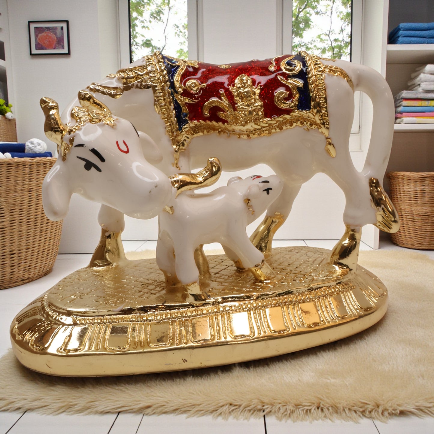 Kamdhenu Cow with Calf Idol