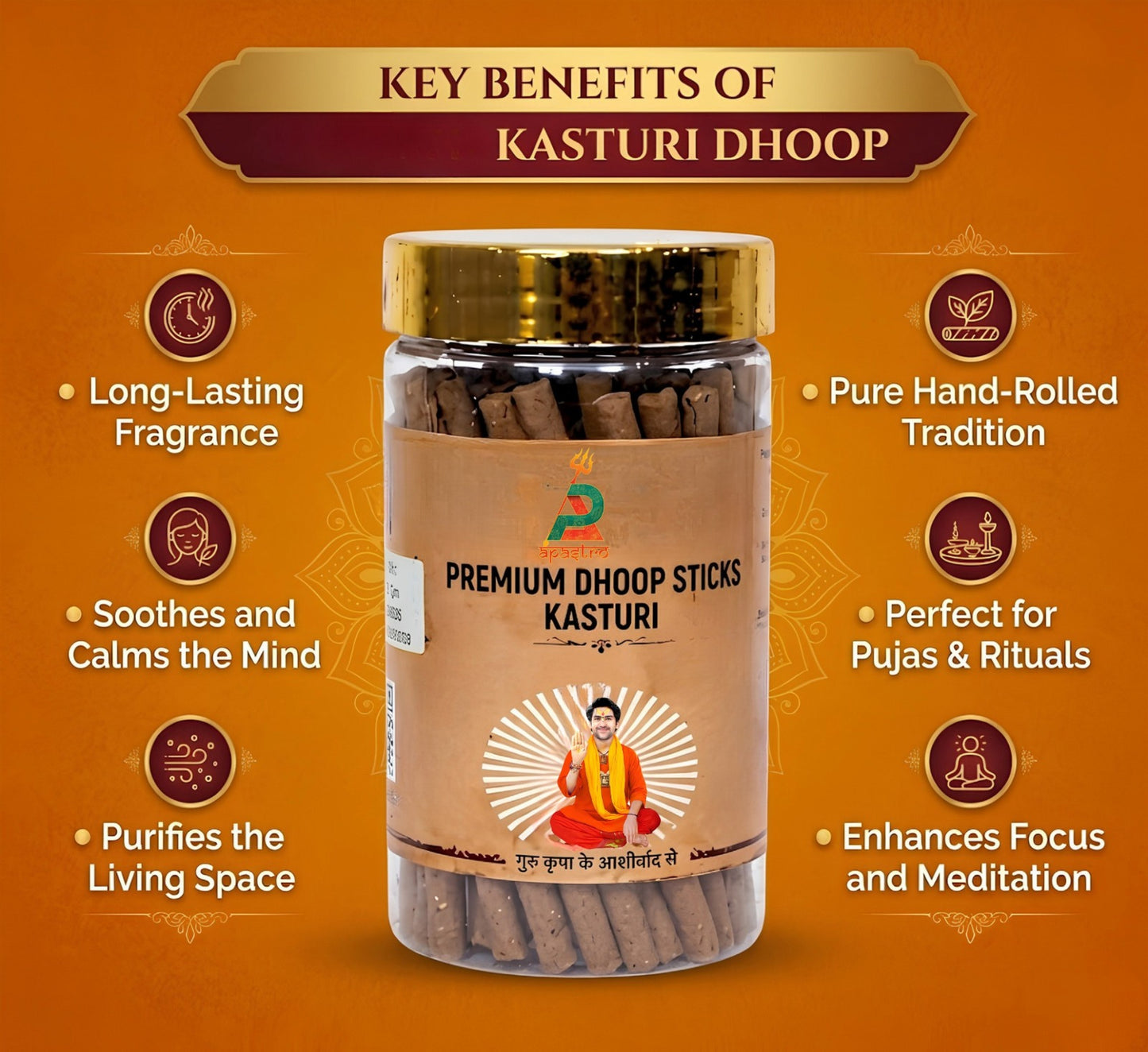 Premium Kasturi Dhoop Sticks | Long Lasting Divine Aroma