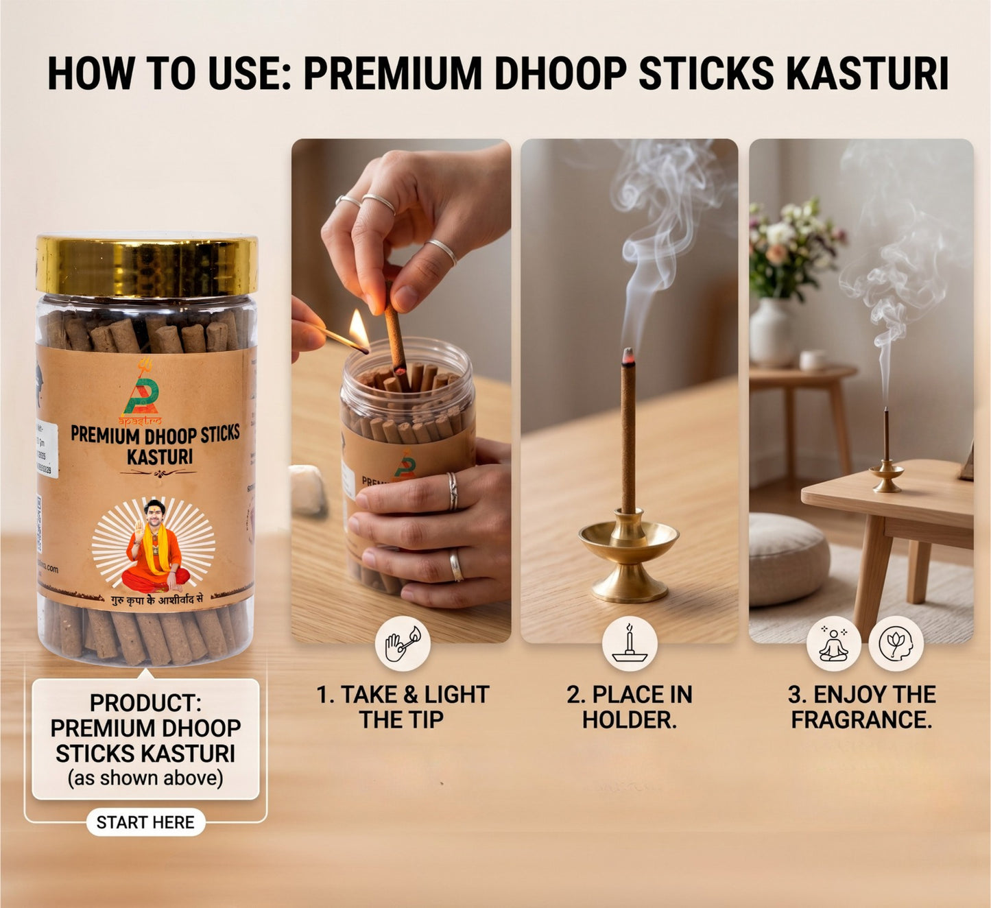 Premium Kasturi Dhoop Sticks | Long Lasting Divine Aroma