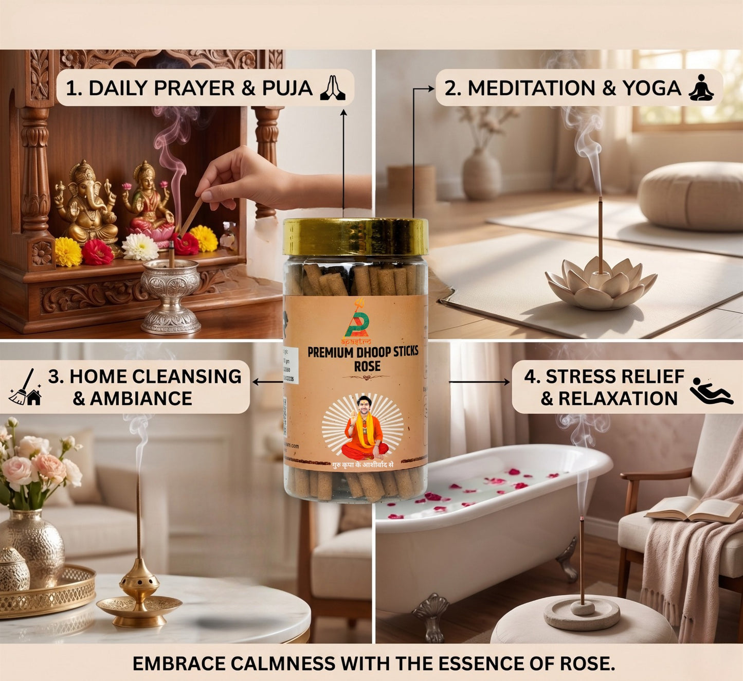 Premium Rose Dhoop Sticks | Divine Floral Fragrance