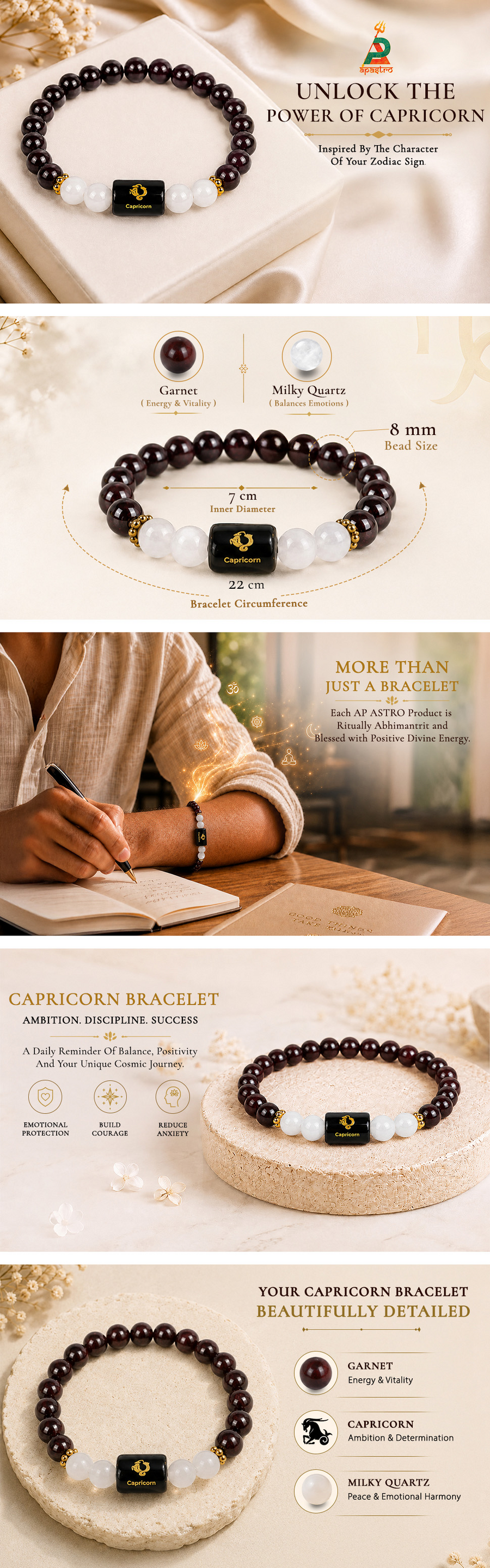 Capricorn Zodiac Bracelet (Makar Rashi) — detail 1