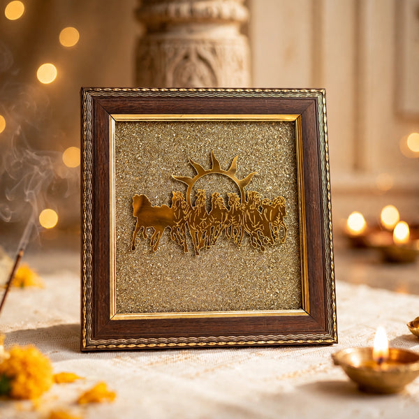 7 Horses on Raw Pyrite Frame