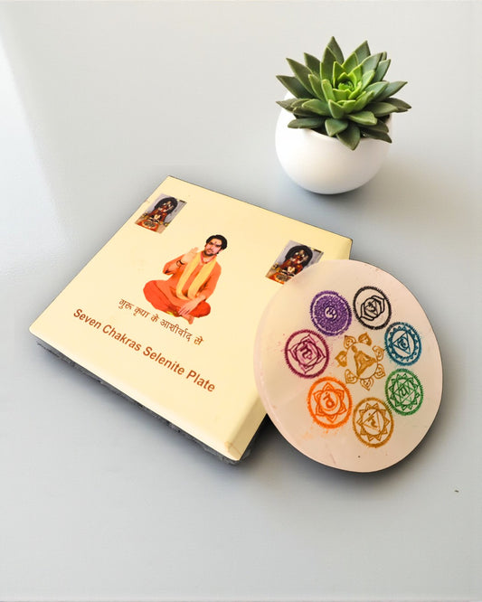 7 Chakra Selenite Plate