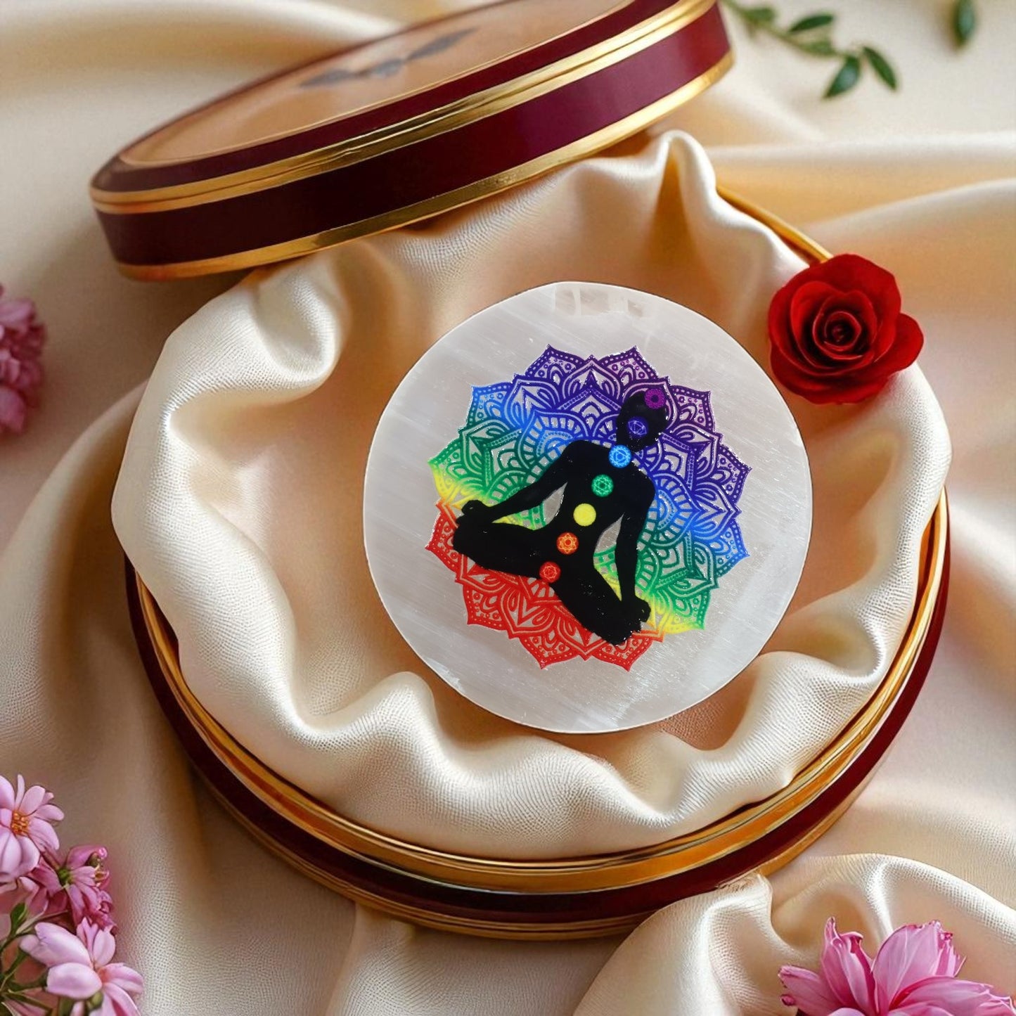7 Chakra Mediation Selenite Plate
