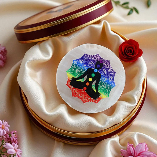 7 Chakra Mediation Selenite Plate