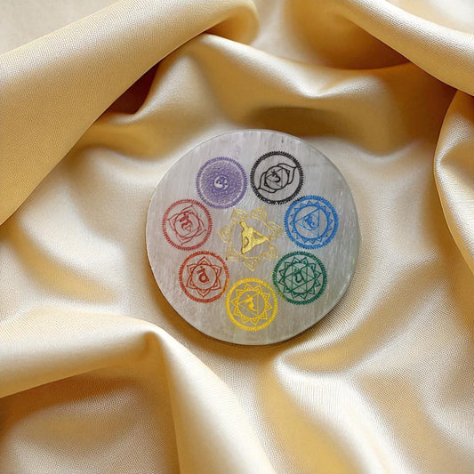 7 Chakra Selenite Plate