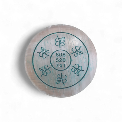 Selenite Plate With Zibu Symbols And Angelic Code