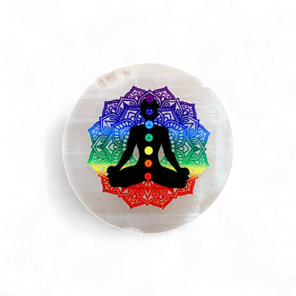 7 Chakra Mediation Selenite Plate