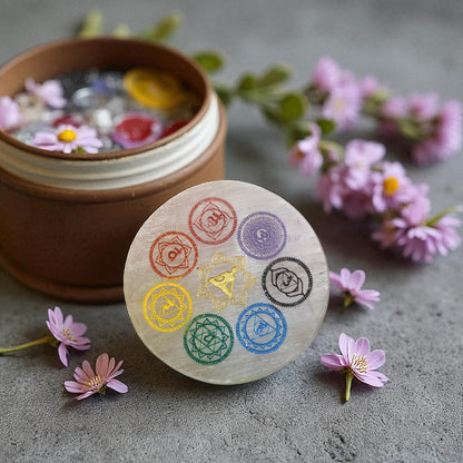 7 Chakra Selenite Plate