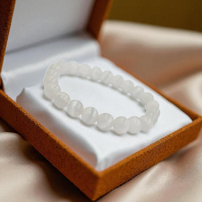 Natural Cat Eye White Selenite Bracelet