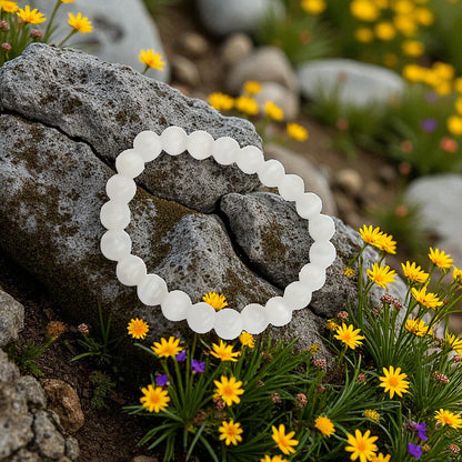 Natural Cat Eye White Selenite Bracelet