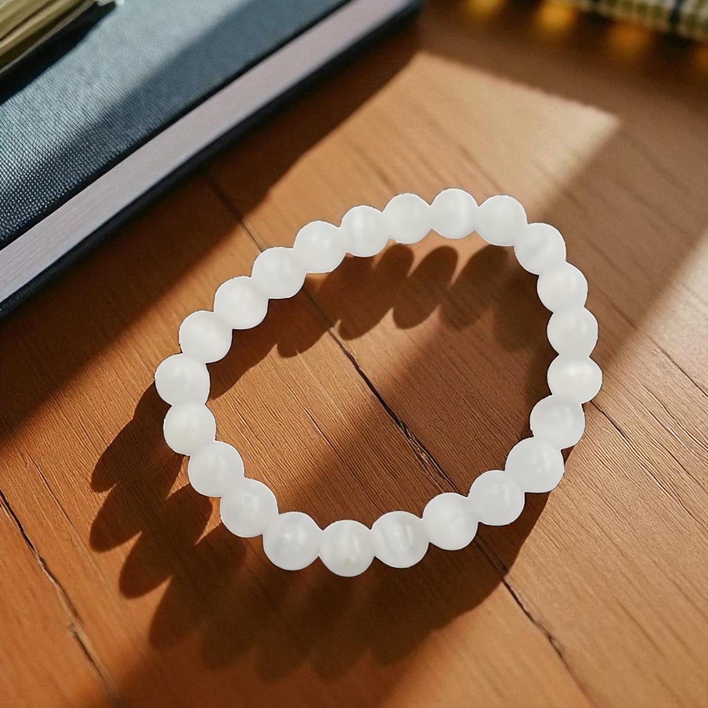 Natural Cat Eye White Selenite Bracelet