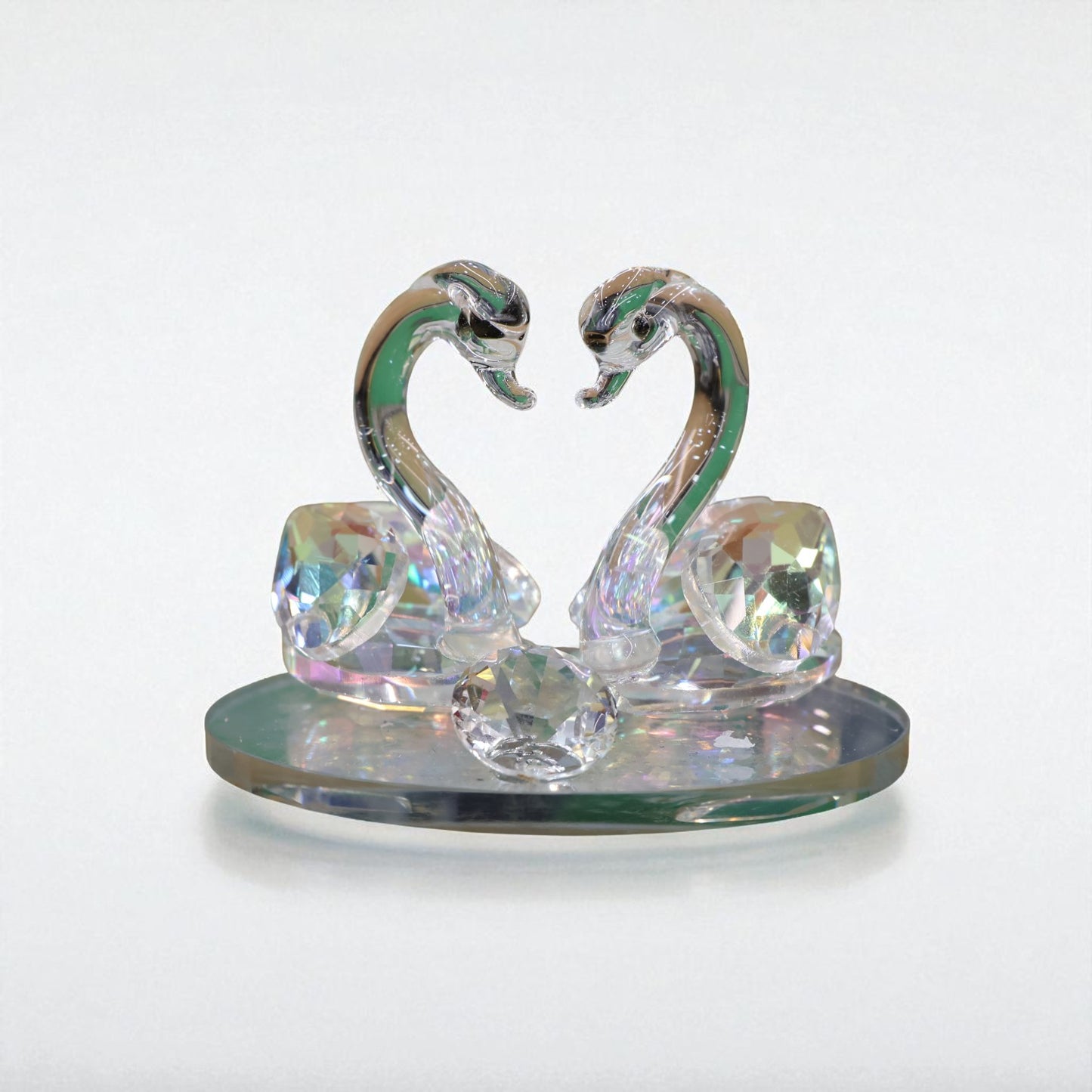 Crystal Glass Swan Pair