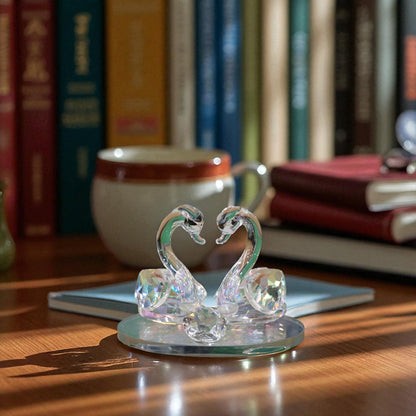 Crystal Glass Swan Pair