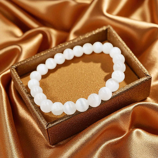 Natural Cat Eye White Selenite Bracelet