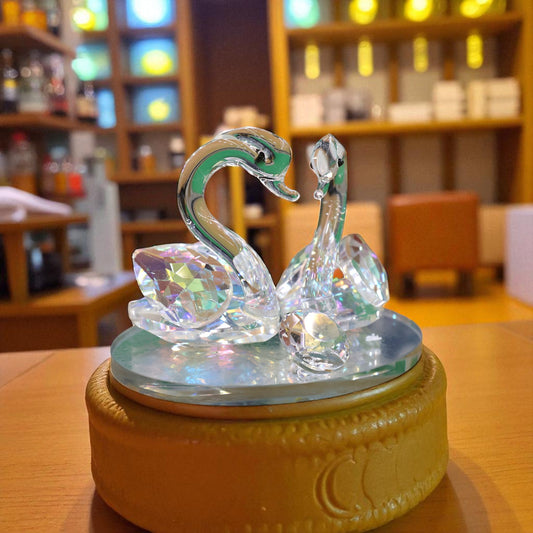 Crystal Glass Swan Pair