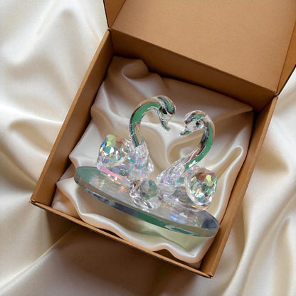 Crystal Glass Swan Pair