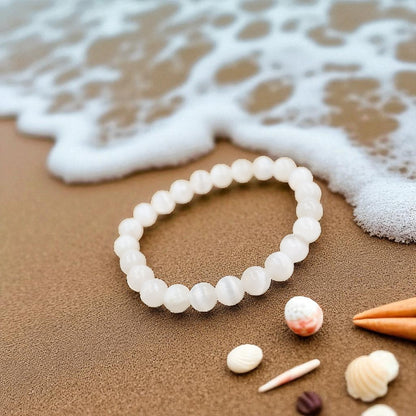 Natural Cat Eye White Selenite Bracelet