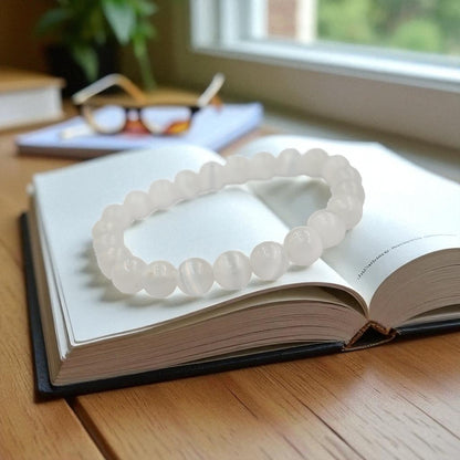 Natural Cat Eye White Selenite Bracelet